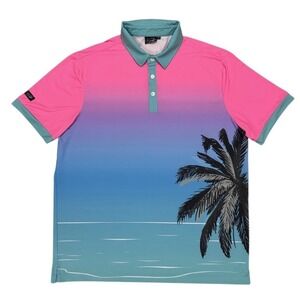 Sunday Swagger Golf Polo Shirt Men's XL  Miami Vice Palm Tree Ombre
